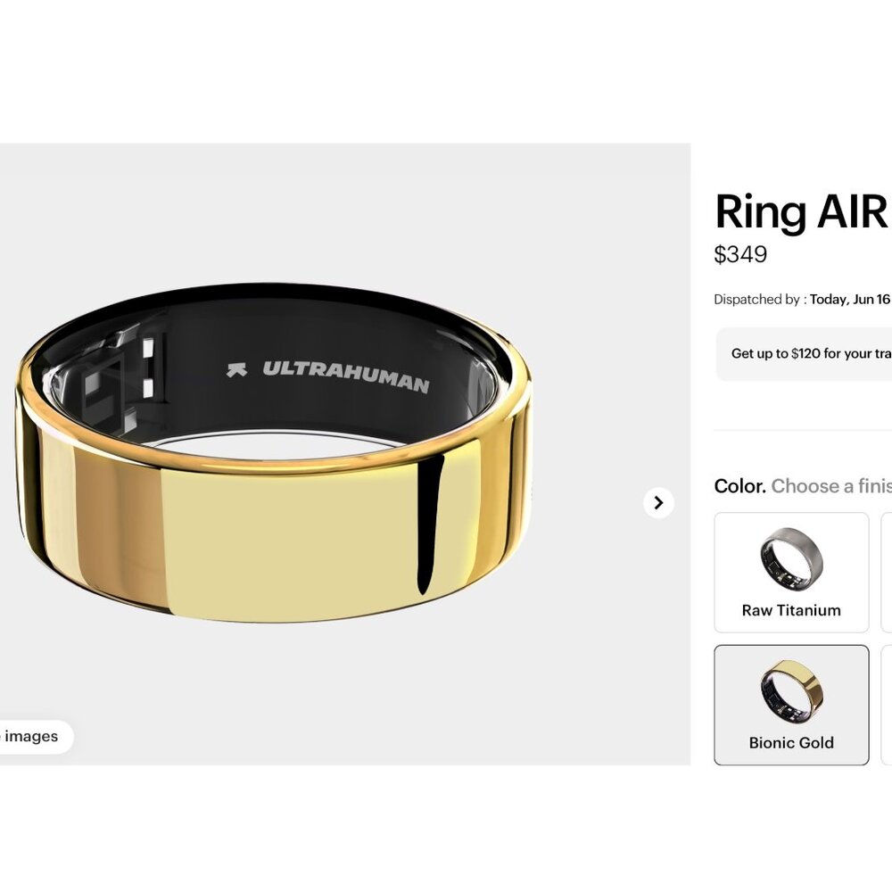*NWT* Ultrahuman Ring Air *GOLD* Size 6